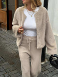 Open Front Dropped Shoulder Fuzzy Outerwear - Trendsi - Flyclothing LLC