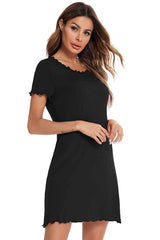Round Neck Short Sleeve Lounge Dress - Trendsi - Flyclothing LLC