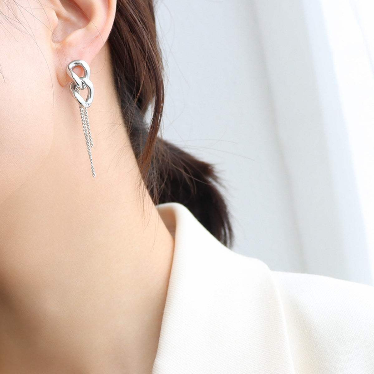 Titanium Steel Chain Shape Earrings - Trendsi - Flyclothing LLC