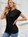 Round Neck Short Sleeve Knit Top - Trendsi - Flyclothing LLC