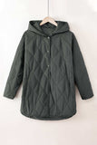 Snap Down Long Sleeve Quilted Winter Coat - Trendsi - Flyclothing LLC