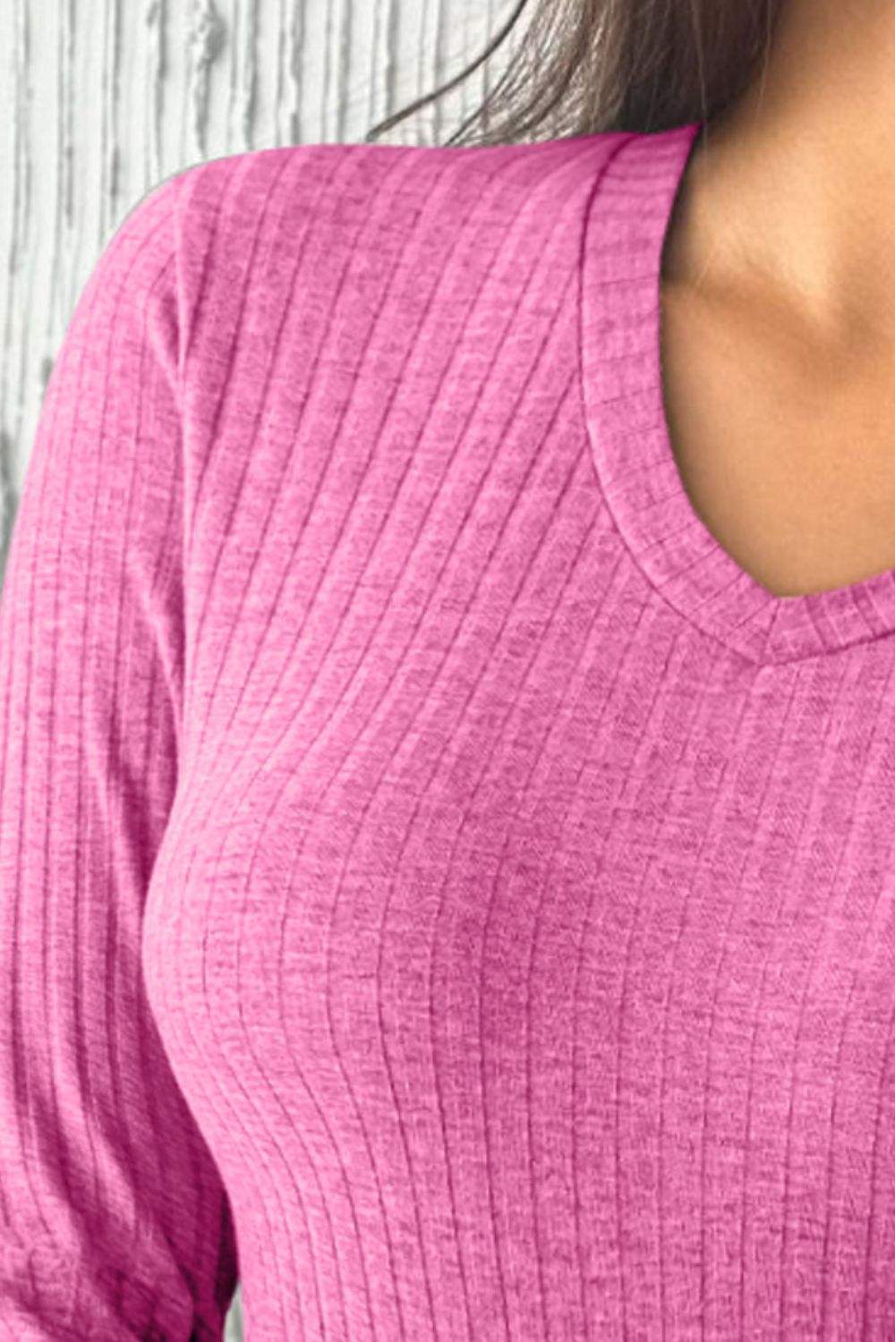 V-Neck Long Sleeve T-Shirt - Trendsi - Flyclothing LLC