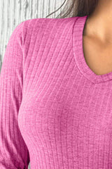 V-Neck Long Sleeve T-Shirt - Trendsi - Flyclothing LLC