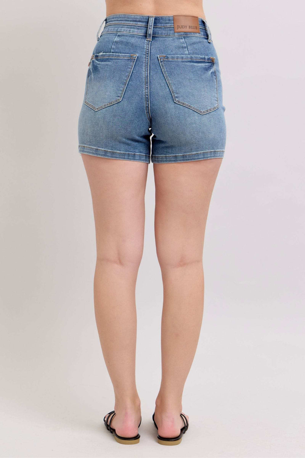 Judy Blue Full Size High Rise Tummy Control Denim Shorts Plus Size - Trendsi - Flyclothing LLC