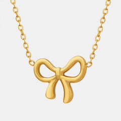 Gold-Plated Titanium Steel Bow Pendant Necklace - Trendsi