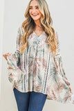 And The Why Printed with Lace Trim Casual Tunic Top - Trendsi