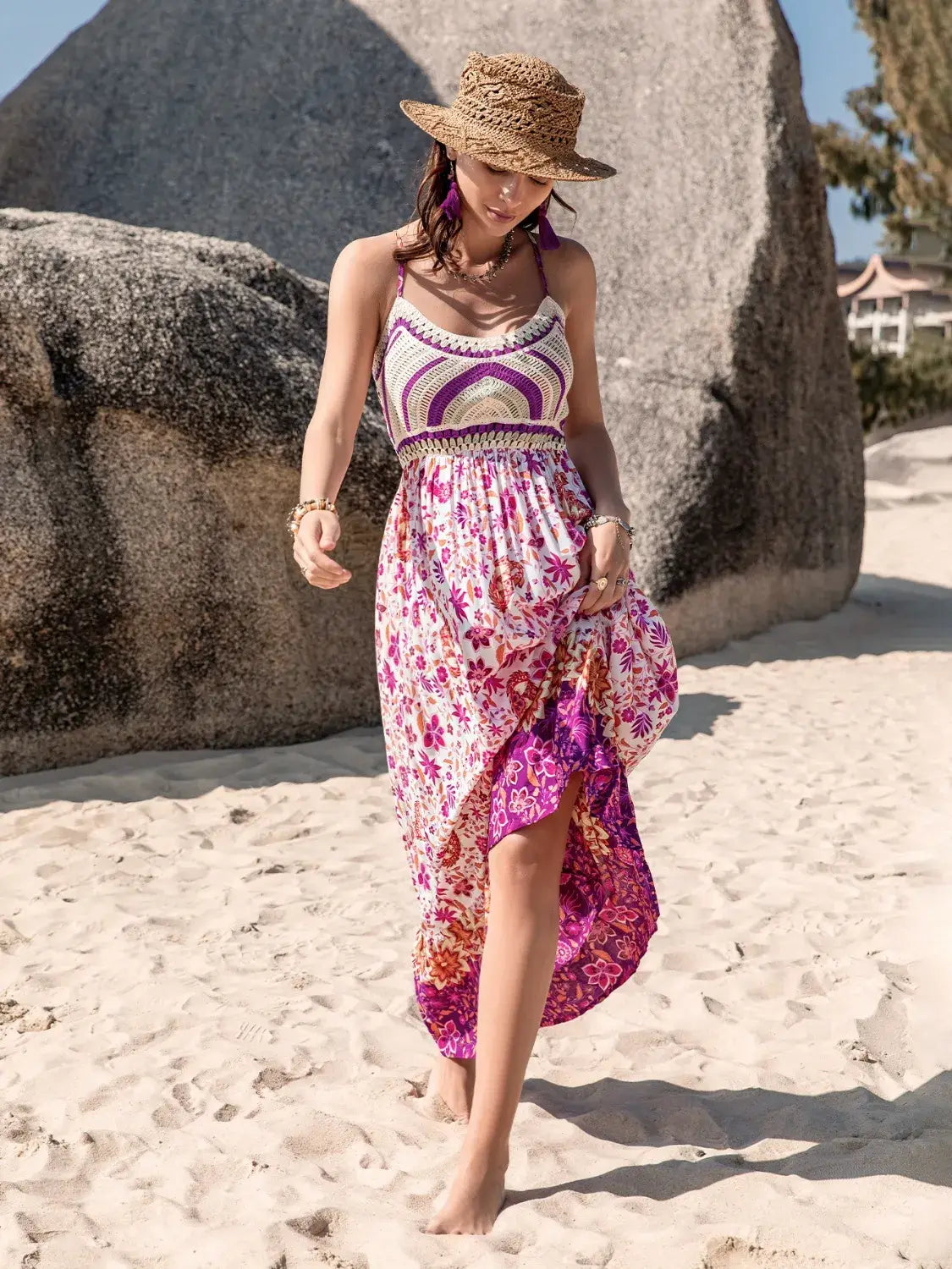 Printed Scoop Neck Cami Dress - Trendsi - Flyclothing LLC