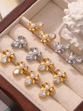 Titanium Steel Bow Stud Earrings - Trendsi