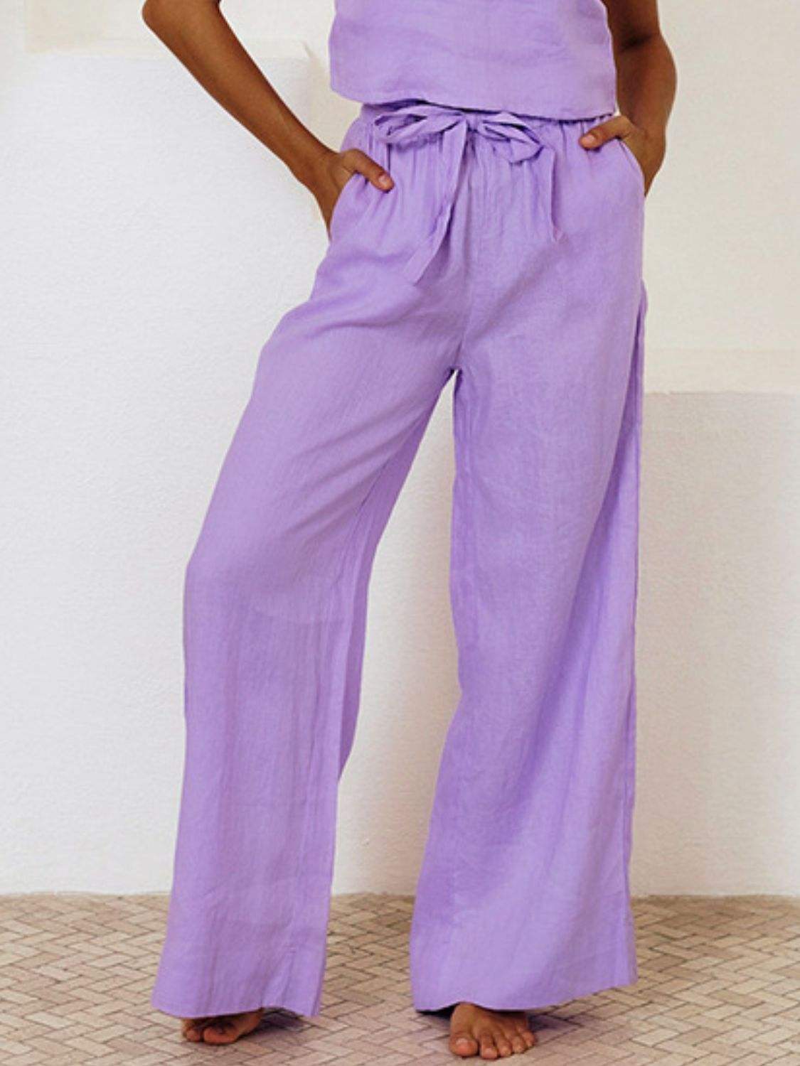 Square Neck Sleeveless Top and Pants Set - Trendsi - Flyclothing LLC