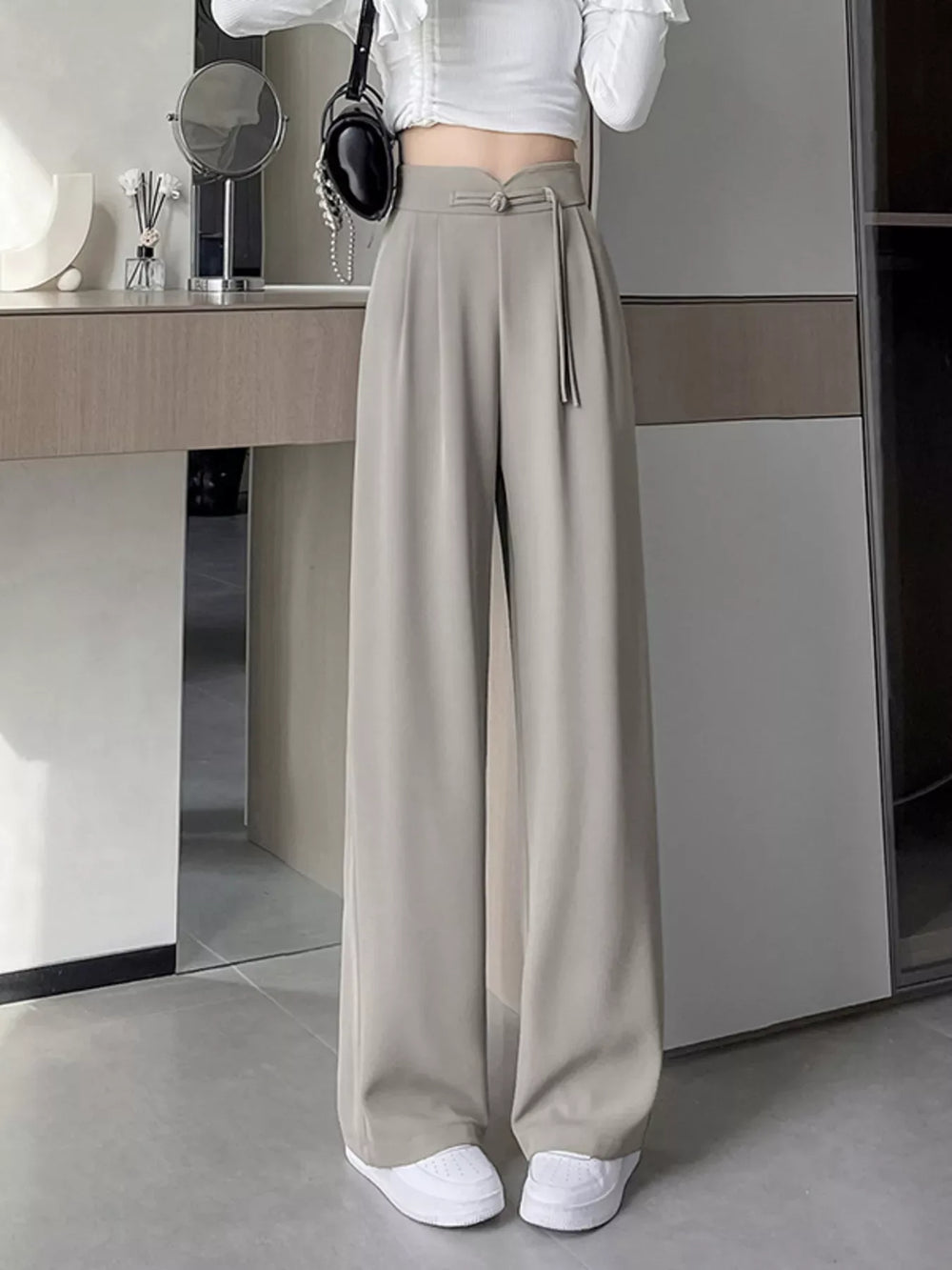 High-Waisted Wide-Leg Pants - Trendsi - Flyclothing LLC