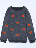Pumpkin Round Neck Long Sleeve Sweatshirt - Trendsi - Flyclothing LLC