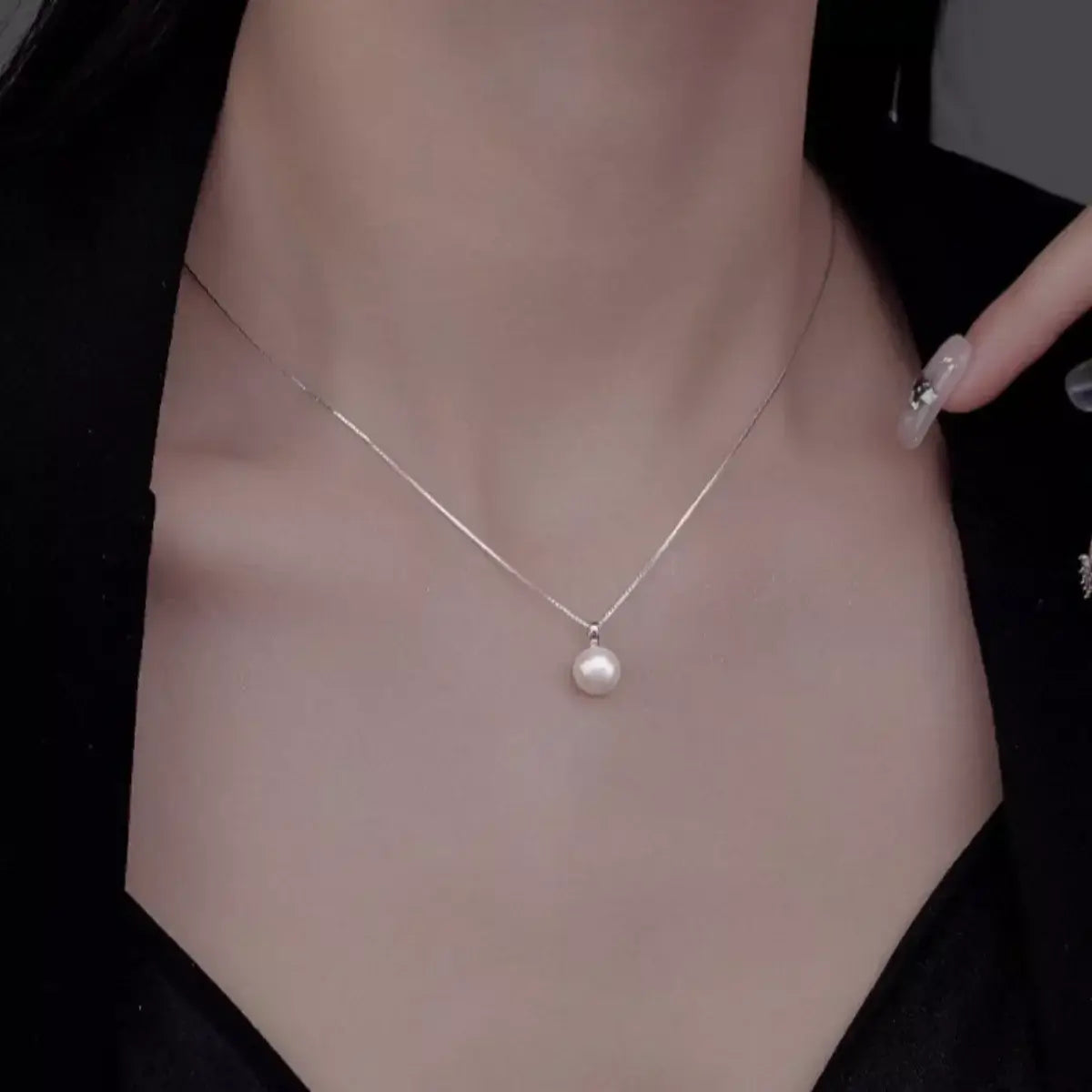 925 Sterling Silver Pearl Necklace - Trendsi - Flyclothing LLC