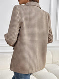Perfee Plaid Lapel Collar Long Sleeve Blazer - Trendsi