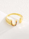 18K Gold-Plated Zircon Letter Ring - Trendsi - Flyclothing LLC