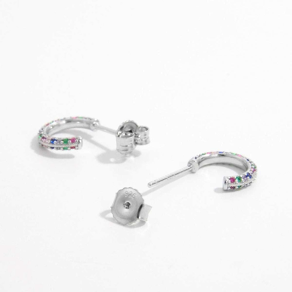 925 Sterling Silver Contrast Zircon Earrings - Trendsi - Flyclothing LLC