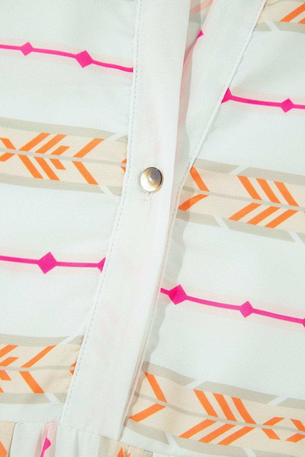 Printed Ruffled Notched Loose Dress - Trendsi - Flyclothing LLC