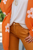 Flower Open Front Long Sleeve Cardigan - Trendsi - Flyclothing LLC