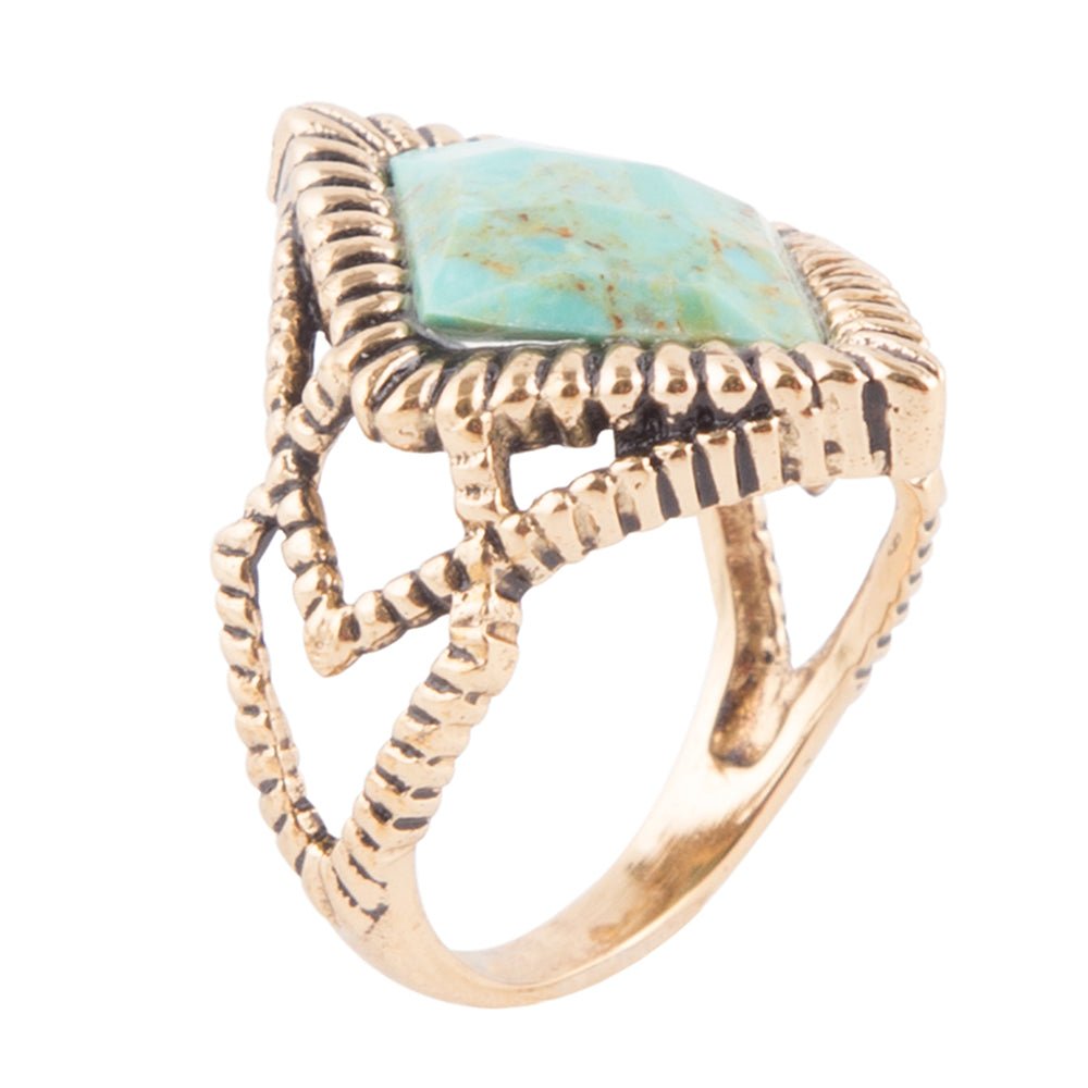 Diamond Days Blue Turquoise and Golden Ring - Barse Jewelry