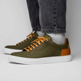 65-229-OLV Diaz Rubberized Calfskin Sneaker Olive Green - Zelli Italia - Flyclothing LLC