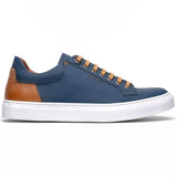 65-229-NVY Diaz Rubberized Calfskin Sneaker Navy - Zelli Italia - Flyclothing LLC