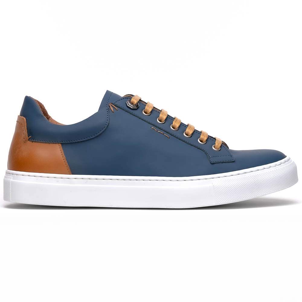 65-229-NVY Diaz Rubberized Calfskin Sneaker Navy - Zelli Italia - Flyclothing LLC