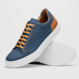 65-229-NVY Diaz Rubberized Calfskin Sneaker Navy - Zelli Italia - Flyclothing LLC