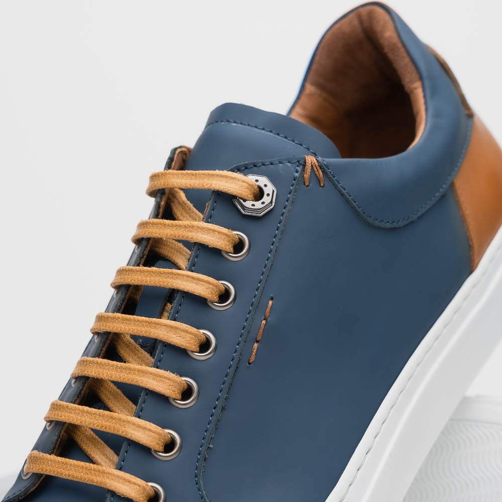 65-229-NVY Diaz Rubberized Calfskin Sneaker Navy - Zelli Italia - Flyclothing LLC