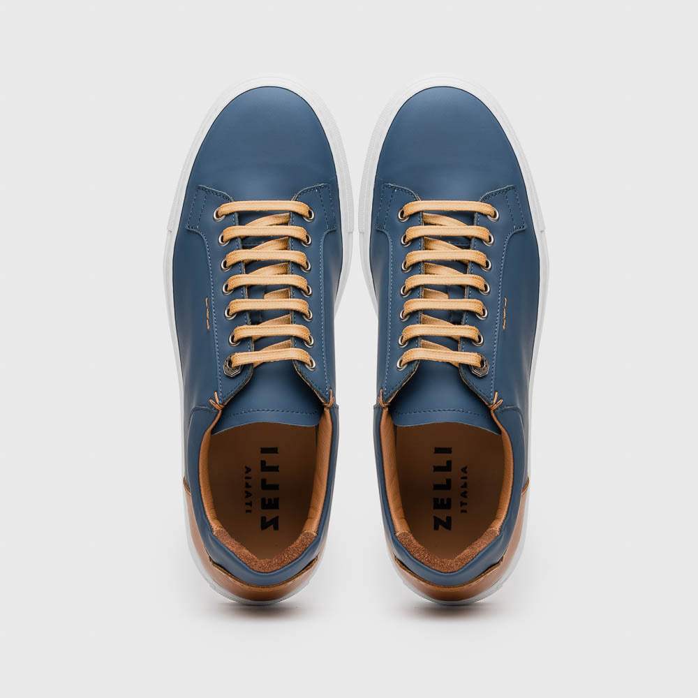65-229-NVY Diaz Rubberized Calfskin Sneaker Navy - Zelli Italia - Flyclothing LLC