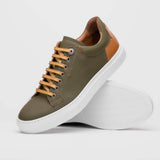 65-229-OLV Diaz Rubberized Calfskin Sneaker Olive Green - Zelli Italia - Flyclothing LLC