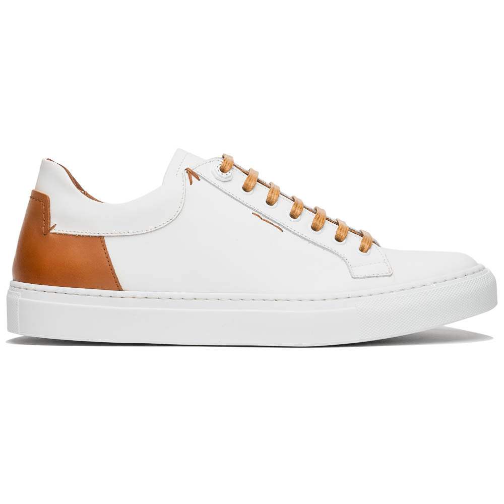 65-229-WHT Diaz Rubberized Calfskin Sneaker White - Zelli Italia - Flyclothing LLC