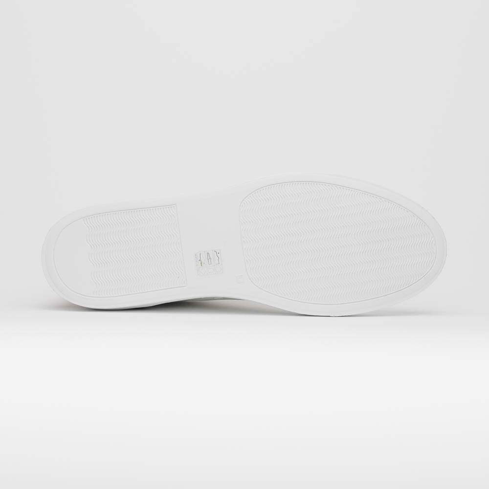 65-229-WHT Diaz Rubberized Calfskin Sneaker White - Zelli Italia - Flyclothing LLC