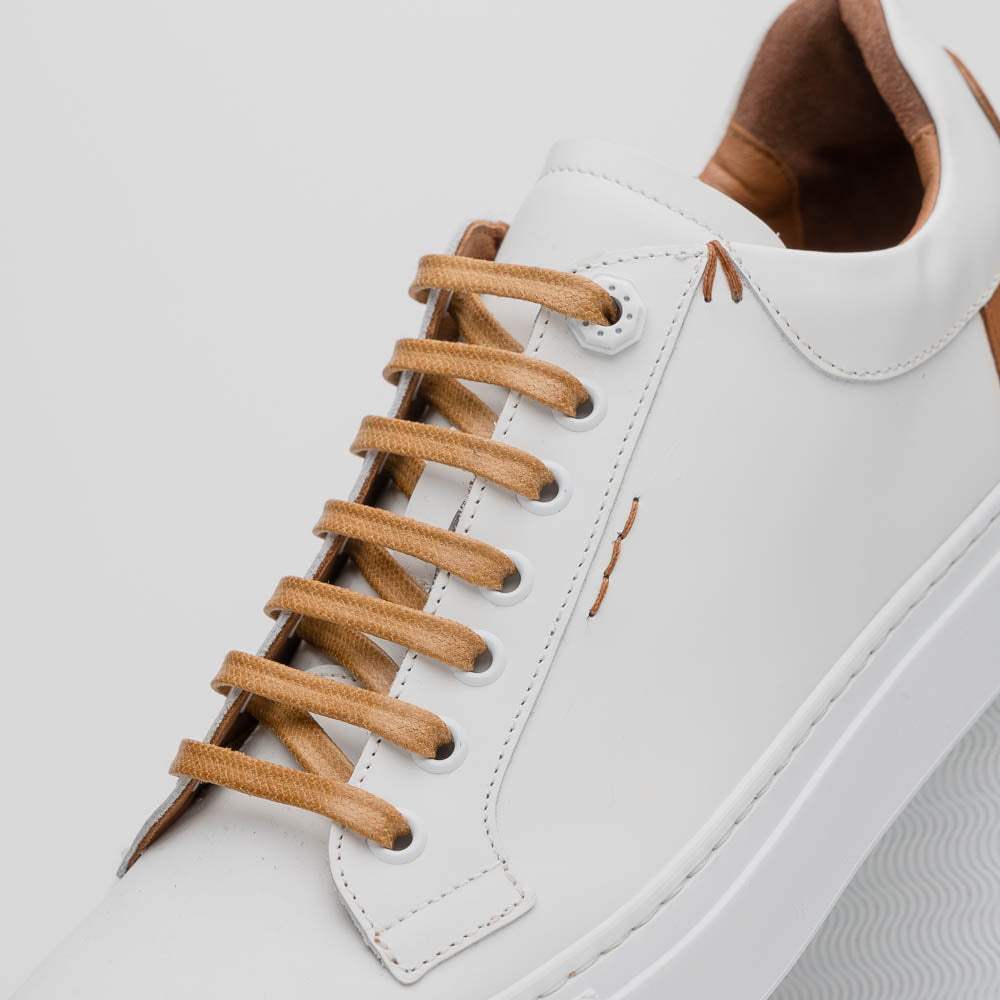 65-229-WHT Diaz Rubberized Calfskin Sneaker White - Zelli Italia - Flyclothing LLC