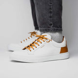 65-229-WHT Diaz Rubberized Calfskin Sneaker White - Zelli Italia - Flyclothing LLC