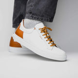 65-229-WHT Diaz Rubberized Calfskin Sneaker White - Zelli Italia - Flyclothing LLC