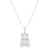 Dipped CZ Embellished Metal Bear Pendant Necklace - Madeline Love - Flyclothing LLC