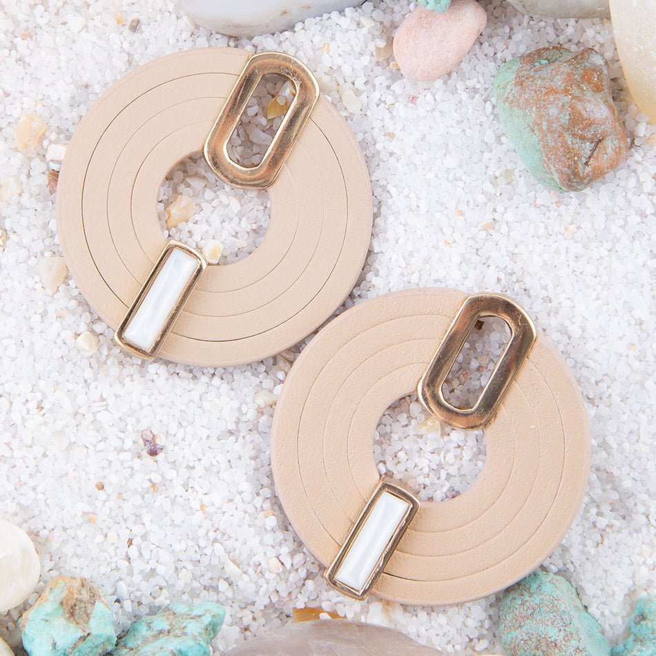 Discus Mother of Pearl Leather Earrings - Barse Jewelry - Flyclothing LLC