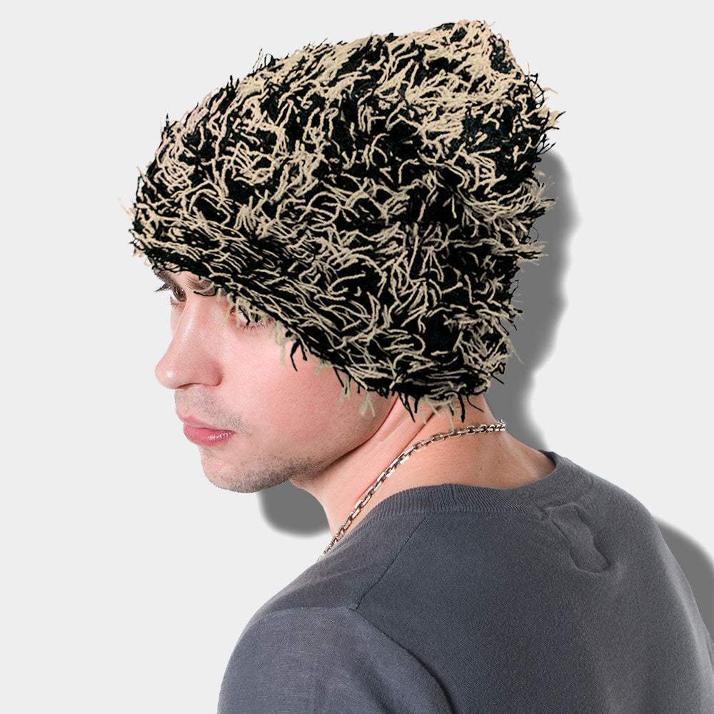 Distressed Knitted Fuzzy Winter Beanie Hat - Madeline Love - Flyclothing LLC