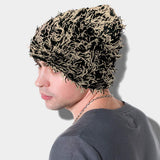 Distressed Knitted Fuzzy Winter Beanie Hat - Madeline Love - Flyclothing LLC