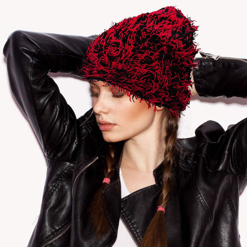 Distressed Knitted Fuzzy Winter Beanie Hat - Madeline Love - Flyclothing LLC