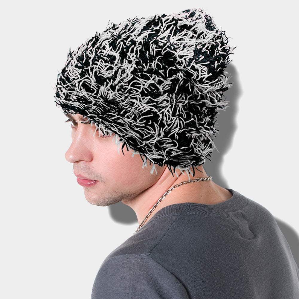 Distressed Knitted Fuzzy Winter Beanie Hat - Madeline Love - Flyclothing LLC