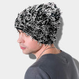 Distressed Knitted Fuzzy Winter Beanie Hat - Madeline Love - Flyclothing LLC