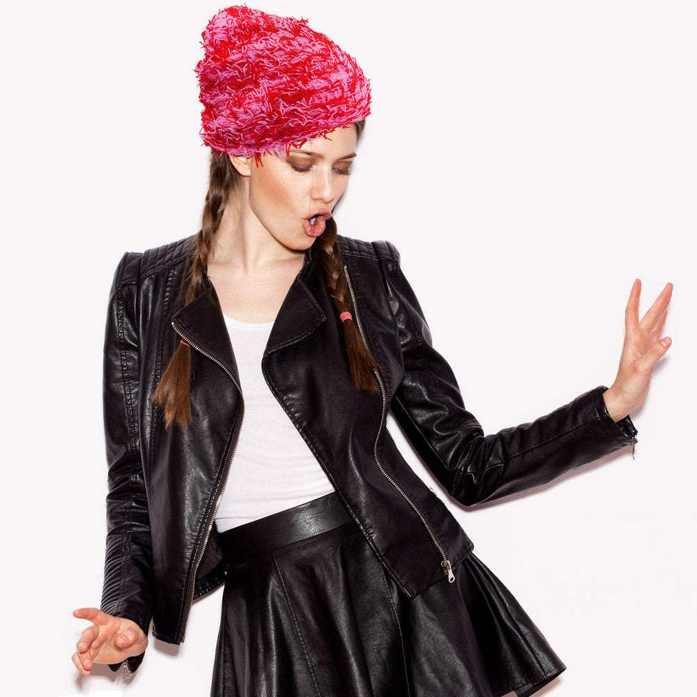 Distressed Knitted Fuzzy Winter Beanie Hat - Madeline Love - Flyclothing LLC