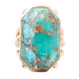Dolce Blue Teal Turquoise Matrix and Golden Ring - Barse Jewelry - Flyclothing LLC
