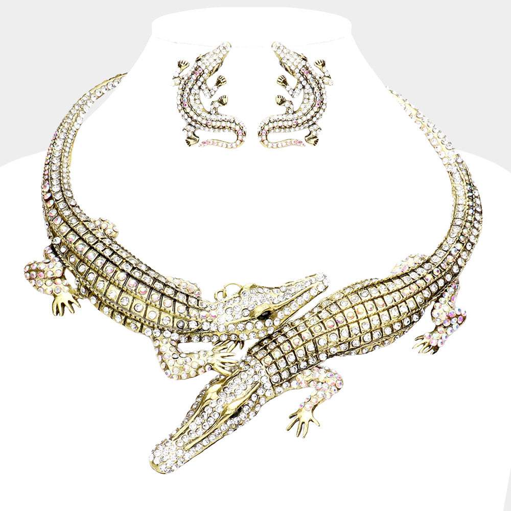 Double Alligator Evening Necklace - Madeline Love - Flyclothing LLC