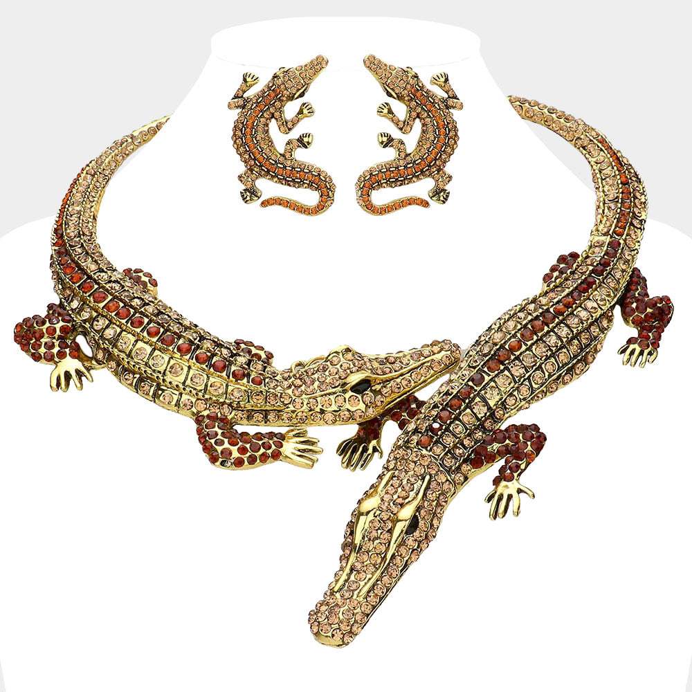 Double Alligator Evening Necklace - Madeline Love - Flyclothing LLC