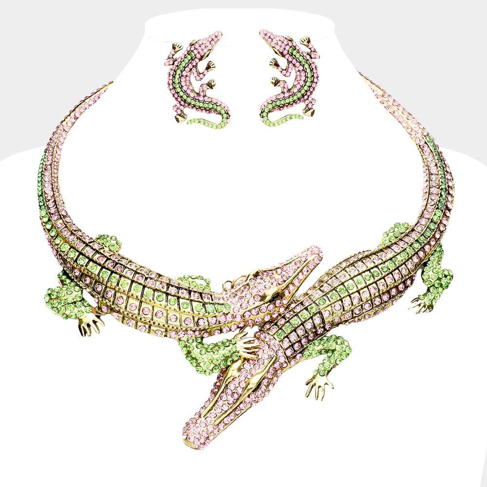 Double Alligator Evening Necklace - Madeline Love - Flyclothing LLC