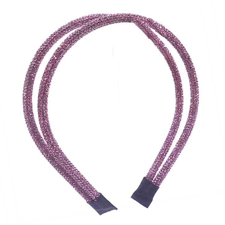 Double Band Stone Accented Crystal Studded Shimmer Headband - Madeline Love - Flyclothing LLC