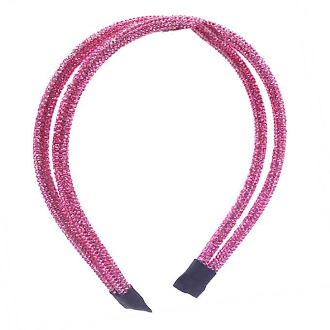 Double Band Stone Accented Crystal Studded Shimmer Headband - Madeline Love - Flyclothing LLC