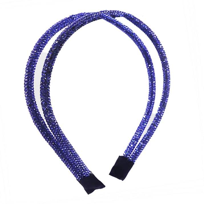 Double Band Stone Accented Crystal Studded Shimmer Headband - Madeline Love - Flyclothing LLC