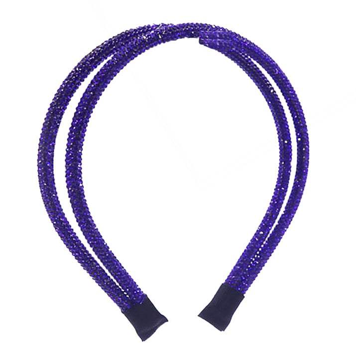 Double Band Stone Accented Crystal Studded Shimmer Headband - Madeline Love - Flyclothing LLC